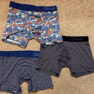 Shinesty Men's Boxer Briefs - Floral Blue, Diamond Gray, and Striped Navy